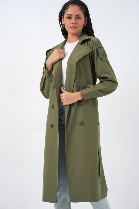 Lång dubbelknäppt trenchcoat - Image 4