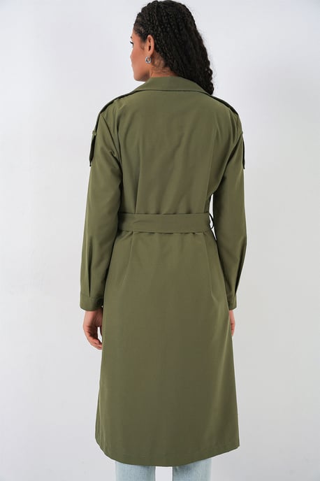 Lång dubbelknäppt trenchcoat - Image 6