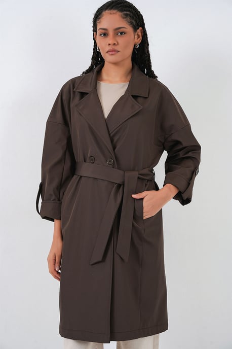 Belted Double Breasted Trench Coat - Image 1