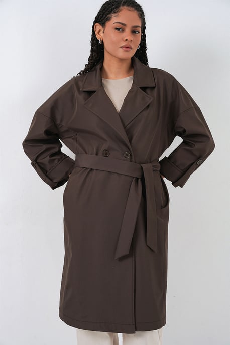 Belted Double Breasted Trench Coat - Image 3