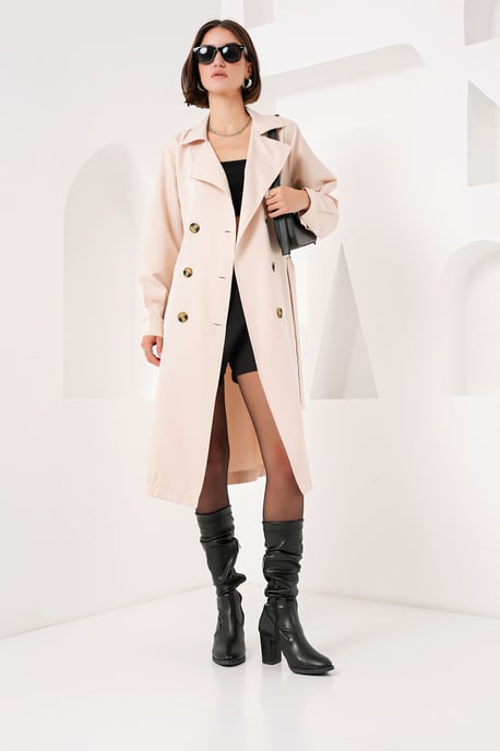 Double Breasted Long Trench Coat - Image 4
