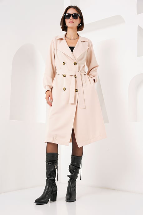 Double Breasted Long Trench Coat - Image 5