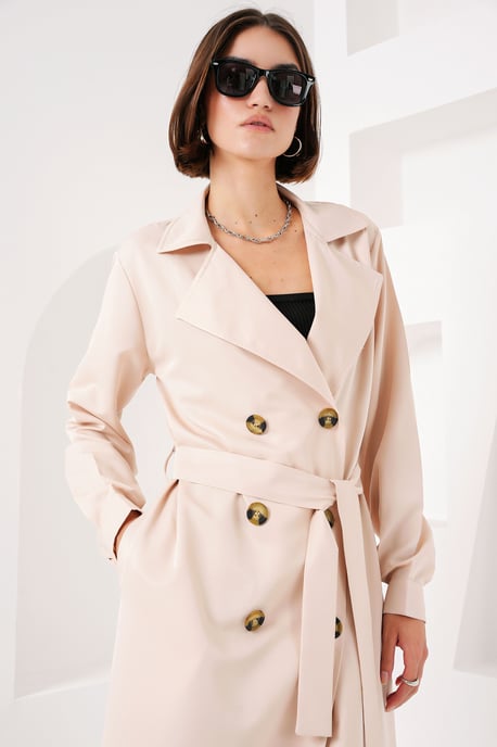 Double Breasted Long Trench Coat - Image 6