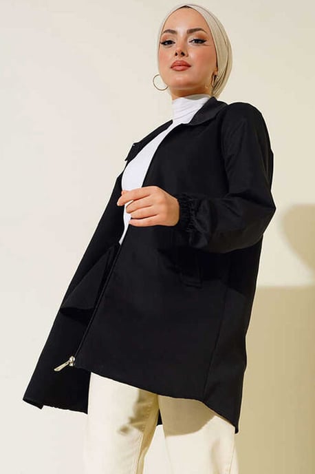 Överdimensionerad vävd trenchcoat med fickor - Image 1