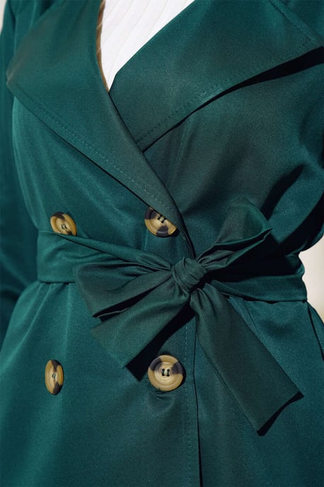 Dubbelknäppt Lång Trenchcoat - Image 3