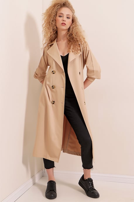 Dubbelbreasted Lange Trenchcoat - Image 3