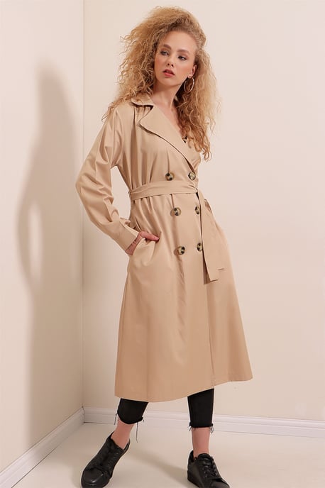 Dubbelbreasted Lange Trenchcoat - Image 5