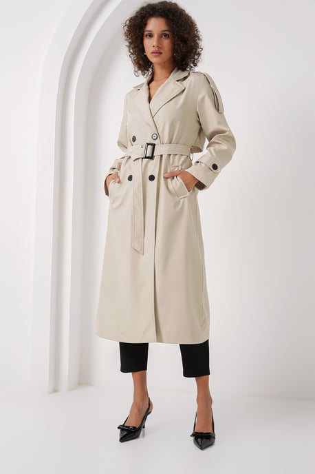 Dubbelbreasted Lange Trenchcoat - Image 2