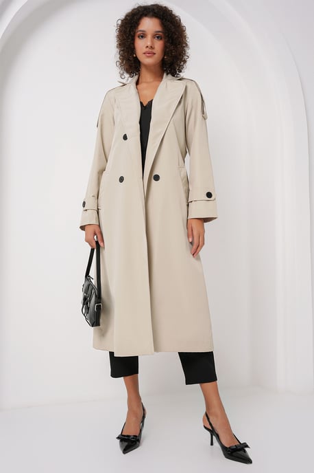 Dubbelbreasted Lange Trenchcoat - Image 3