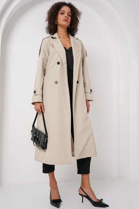 Dubbelbreasted Lange Trenchcoat - Image 5