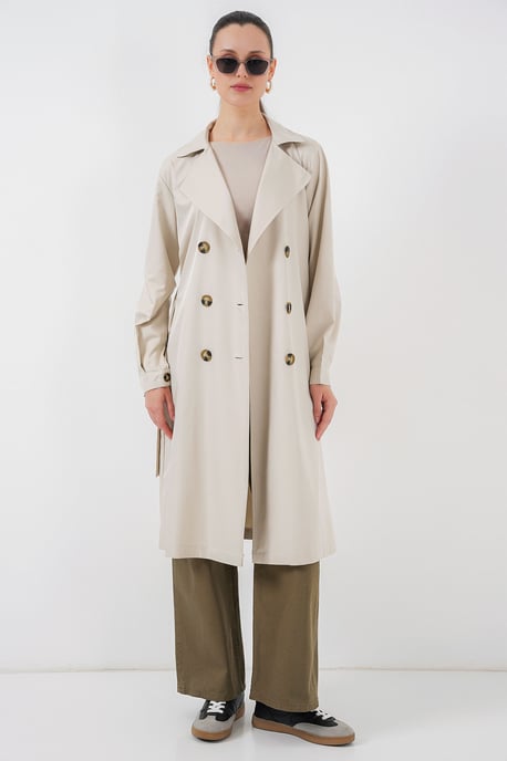 Dubbelbreasted Lange Trenchcoat - Image 4