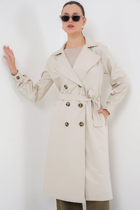 Dubbelbreasted Lange Trenchcoat - Image 5
