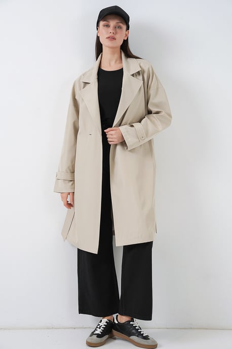 Gordel Lang Trenchcoat met Jas Kraag - Image 2