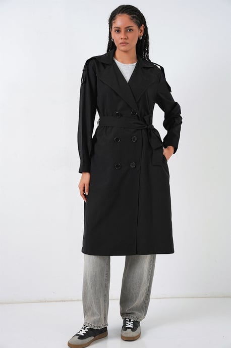 Lange Dubbel Breasted Trenchcoat - Image 2