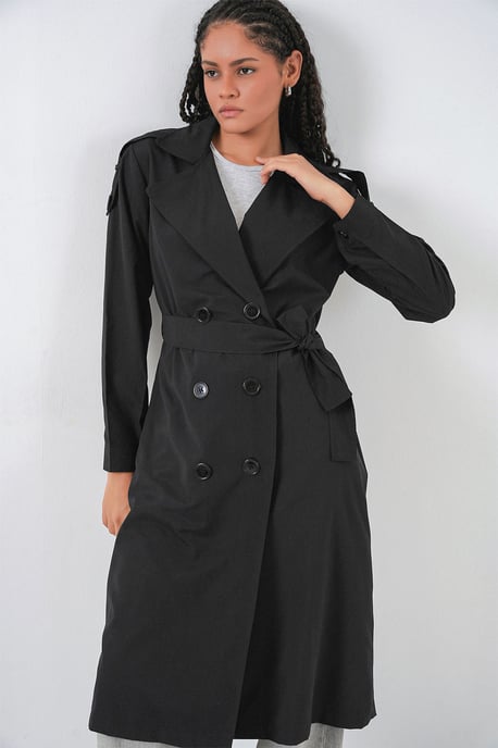 Lange Dubbel Breasted Trenchcoat - Image 3