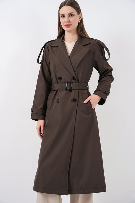 Dubbelbreasted Lange Trenchcoat - Image 1