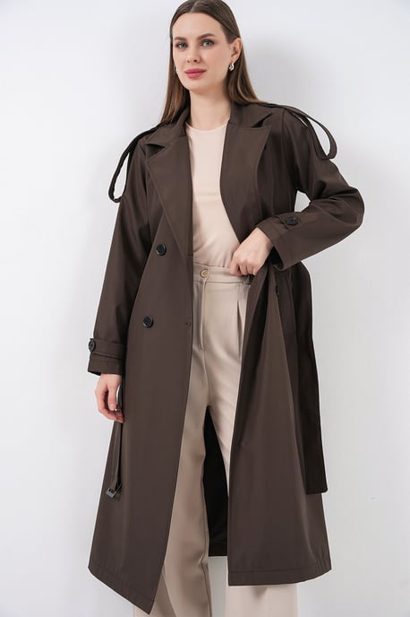 Dubbelbreasted Lange Trenchcoat - Image 3