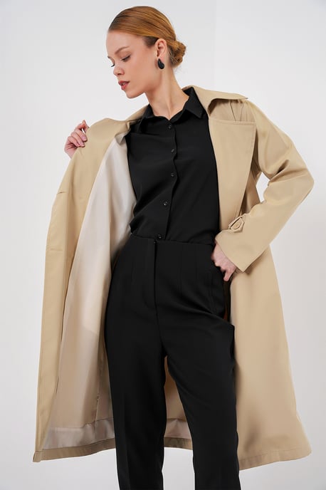 Dubbelbreasted Lange Trenchcoat - Image 4