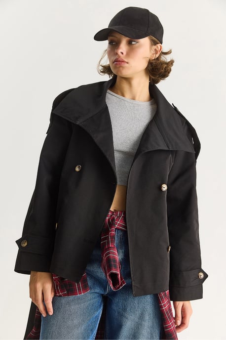 Oversize Buttoned Trench Coat - Image 2
