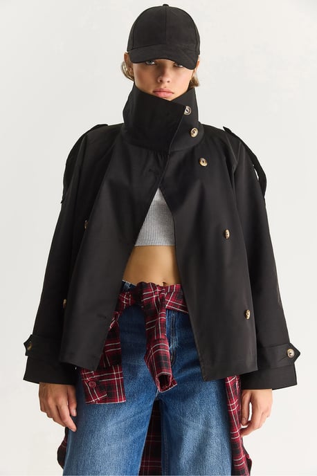 Oversize Buttoned Trench Coat - Image 4