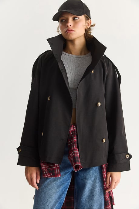 Oversize Buttoned Trench Coat - Image 5
