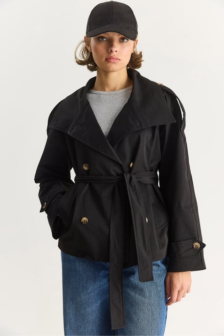 Oversize Buttoned Trench Coat - Image 6