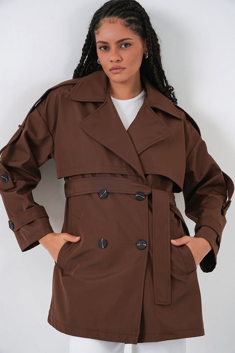 Dubbelt knäppt trenchcoat - Image 1