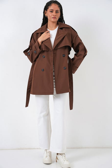 Dubbelt knäppt trenchcoat - Image 2