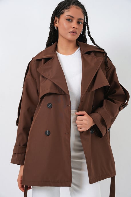 Dubbelt knäppt trenchcoat - Image 3