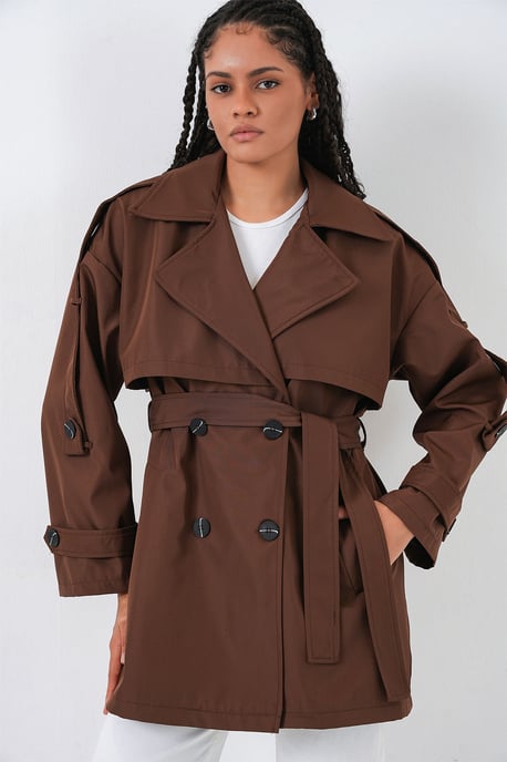 Dubbelt knäppt trenchcoat - Image 4