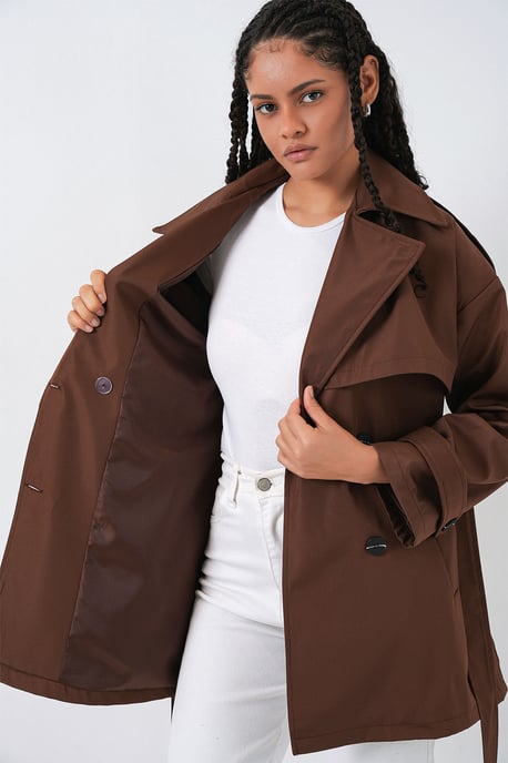 Dubbelt knäppt trenchcoat - Image 5