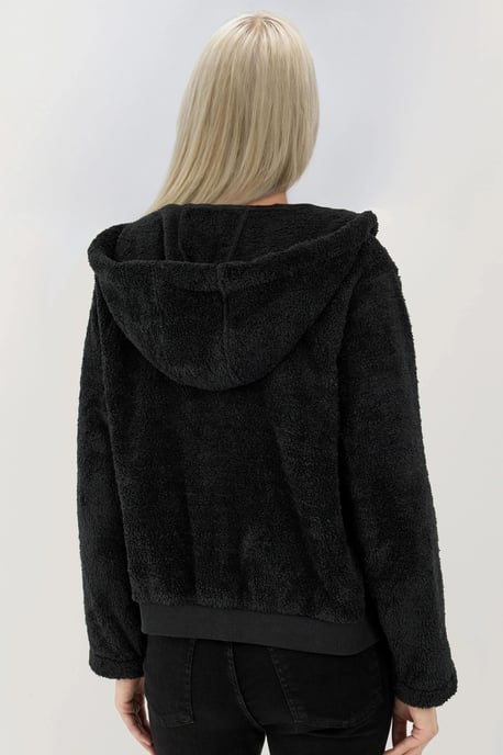 Texturerad helzip huvjacka i fleece - Image 2