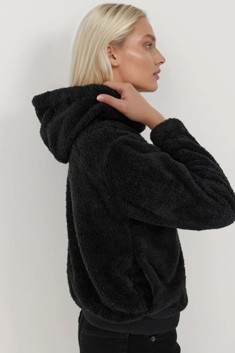 Texturerad helzip huvjacka i fleece - Image 5