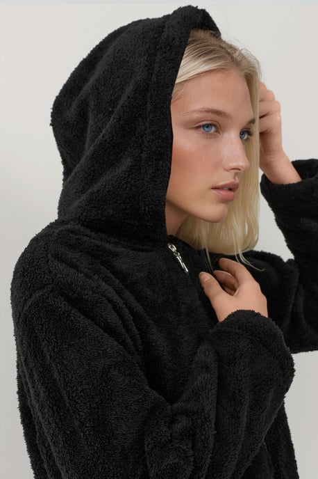 Texturerad helzip huvjacka i fleece - Image 6