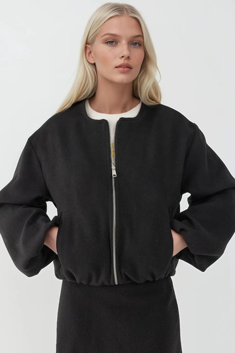 Volledig ritssluiting Oversized Textuur Bomberjack - Image 3