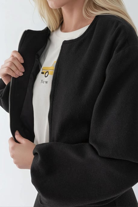 Volledig ritssluiting Oversized Textuur Bomberjack - Image 5