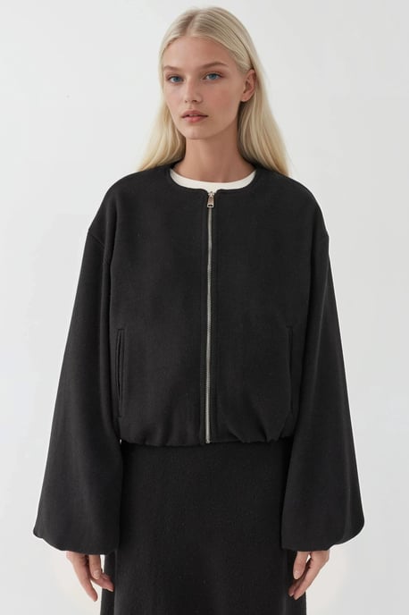 Volledig ritssluiting Oversized Textuur Bomberjack - Image 6