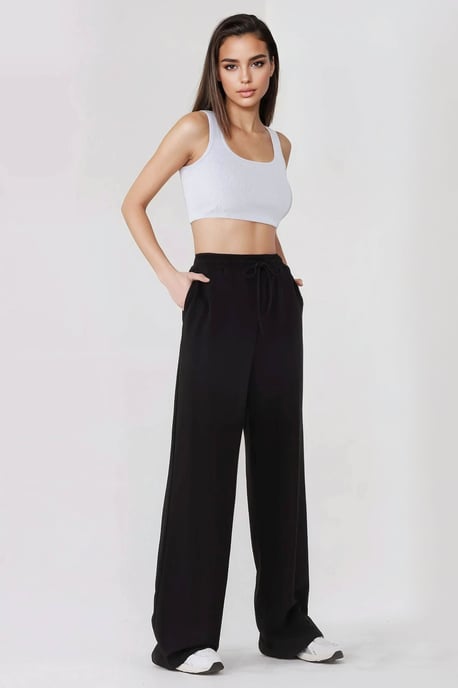 Wide Leg Elastic Waist Sweatpants - Image 3