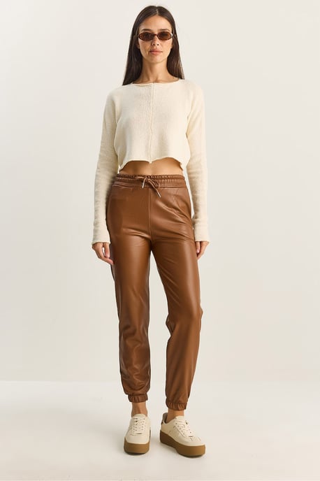 Synthetische Leren Joggingbroek met Striksluiting - Image 2
