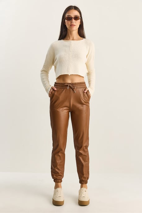 Synthetische Leren Joggingbroek met Striksluiting - Image 3