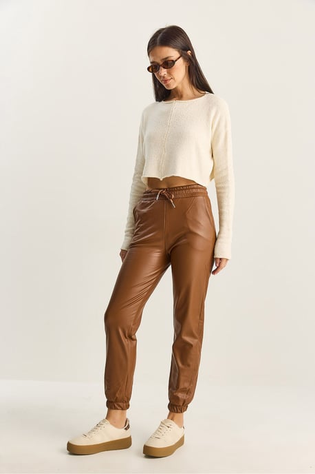 Synthetische Leren Joggingbroek met Striksluiting - Image 4