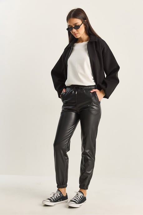 Synthetische Leren Joggingbroek met Striksluiting - Image 3