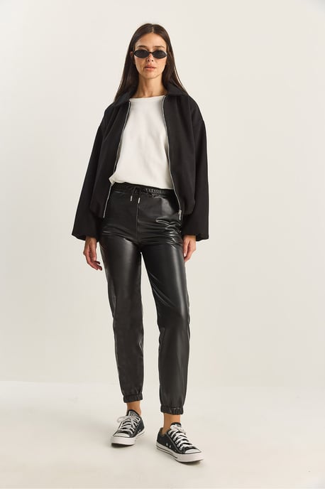 Synthetische Leren Joggingbroek met Striksluiting - Image 4