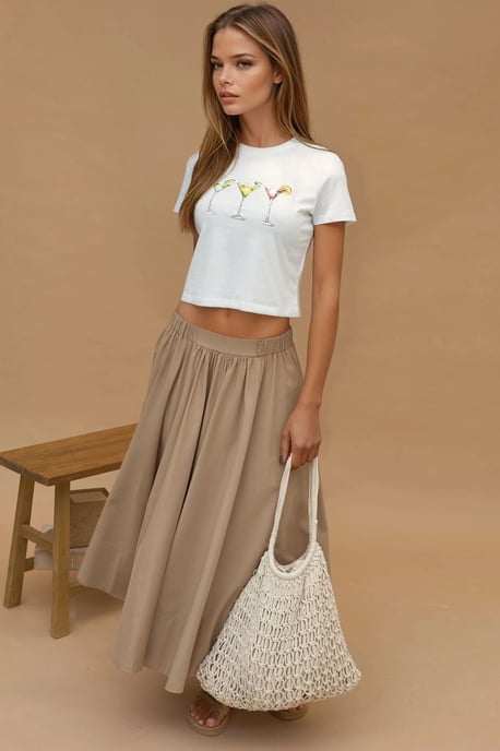 Geprinte Regular Fit Crew Neck 100% Katoenen Crop T-shirt - Image 6