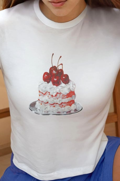 Gedrukte Regular Fit Crew Neck 100% Katoenen Crop T-shirt - Image 2