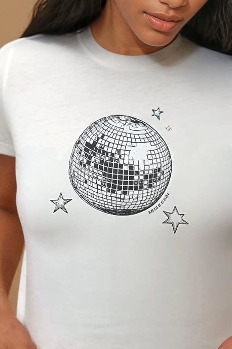 Geprinte Regular Fit Crew Neck 100% Katoen Crop T-shirt - Image 5