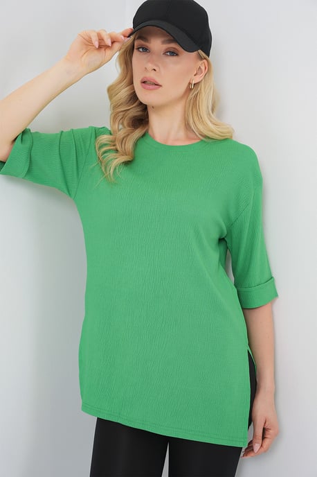 Textured Crew Neck Short Sleeve T-Shirt - Image 4