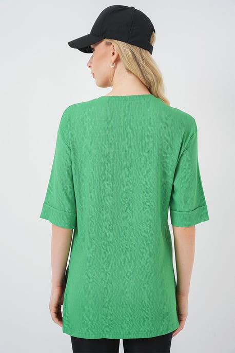 Textured Crew Neck Short Sleeve T-Shirt - Image 6