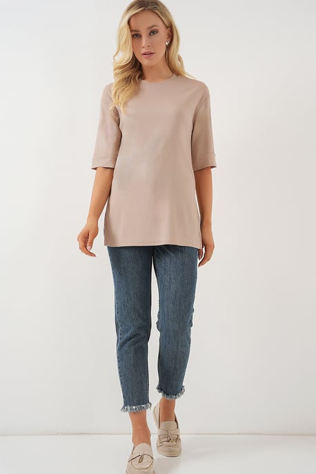 Gestructureerde Ronde Hals Korte Mouwen T-shirt - Image 2