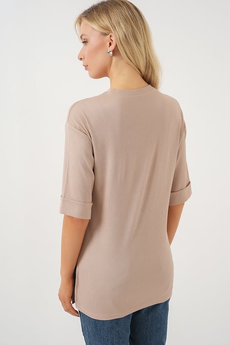 Gestructureerde Ronde Hals Korte Mouwen T-shirt - Image 6